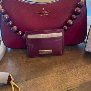 Kate Spade Burgundy Pearl Handbag with Card Holder
